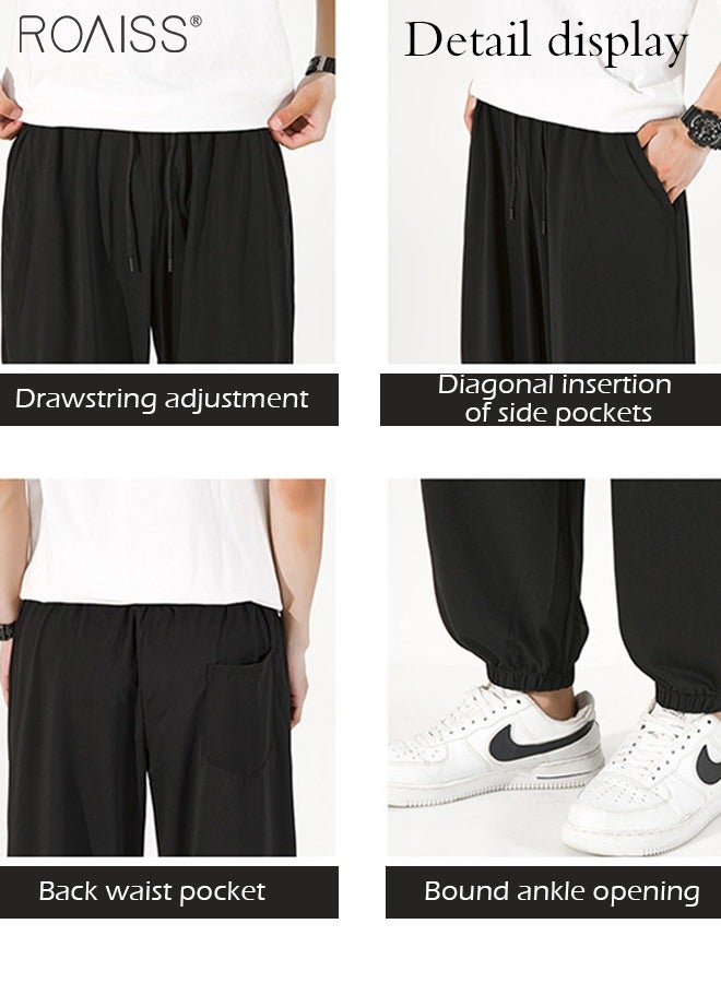 roaiss Men Classic Joggers Pants, Loose Fit Drawstring Pants for Men, Ankle Banded Sweatpants with Side Pockets and Elastic Waist, Suitable for Daily Wear, Outdoor or Any Physical Activities - Image 5
